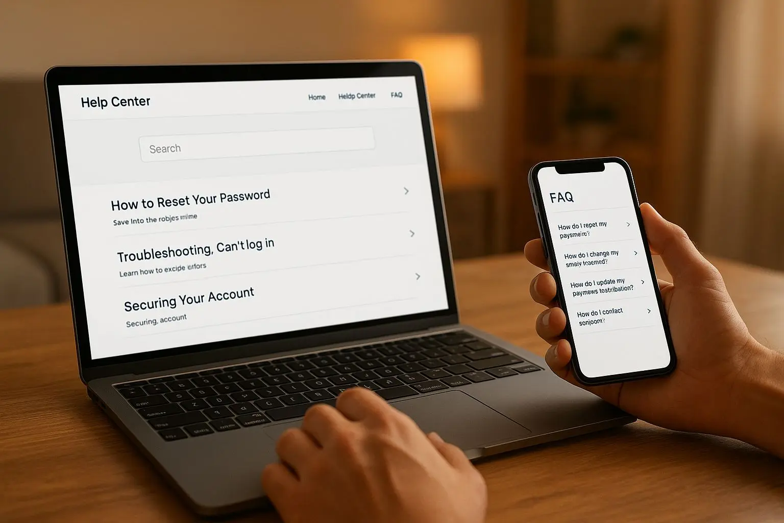 User checking BETX help center and FAQ on laptop and phone