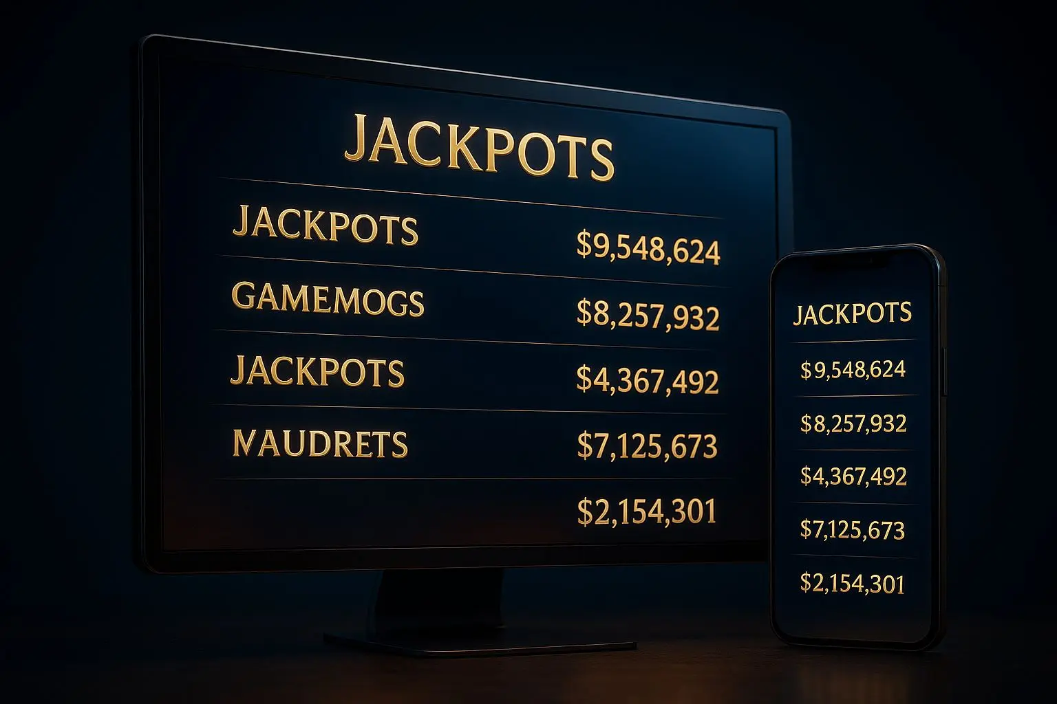 Interface view of jackpot game selection with prize amounts