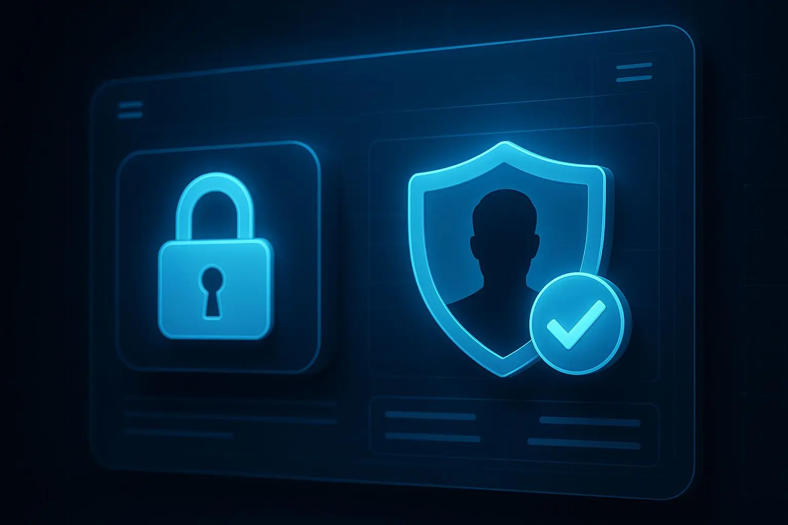 Secure verified account interface with lock and shield icons