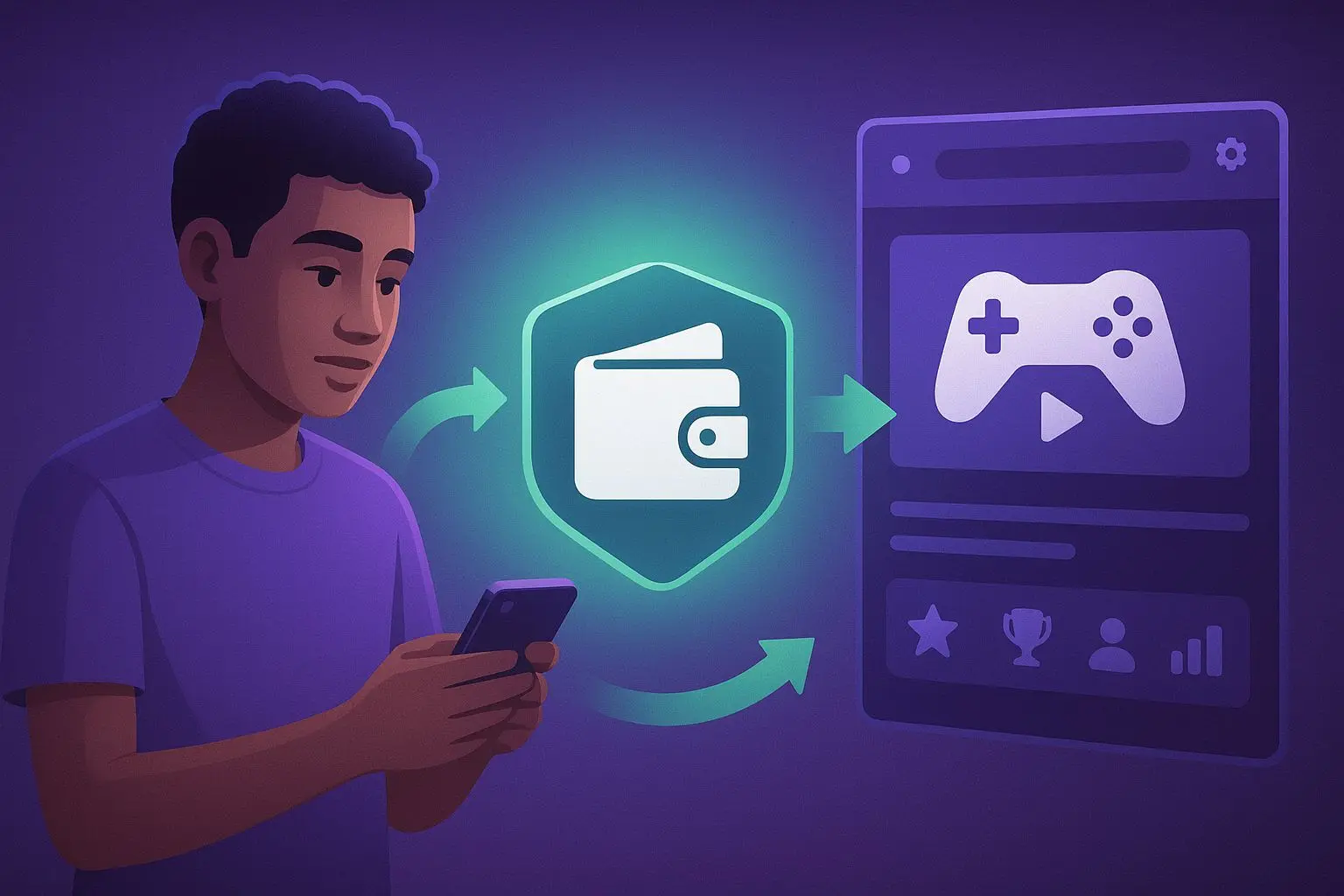 Diagram showing player, Skrill wallet, and online platform payment flow