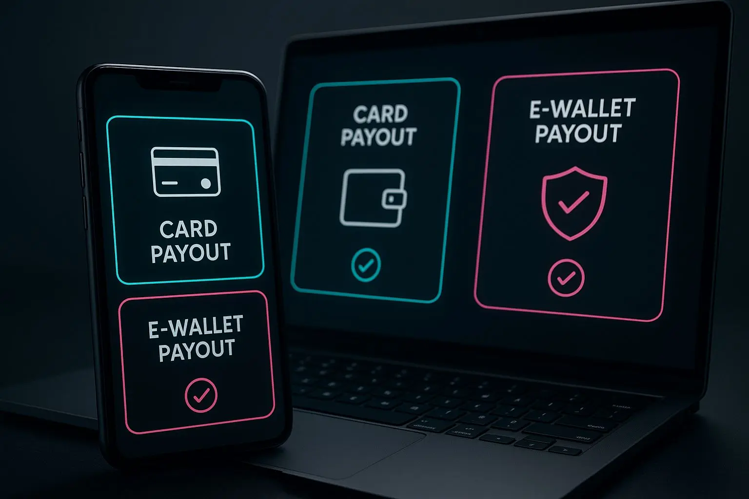 Choosing between card and e-wallet withdrawals Comparison of card and e-wallet withdrawal options in a payment interface