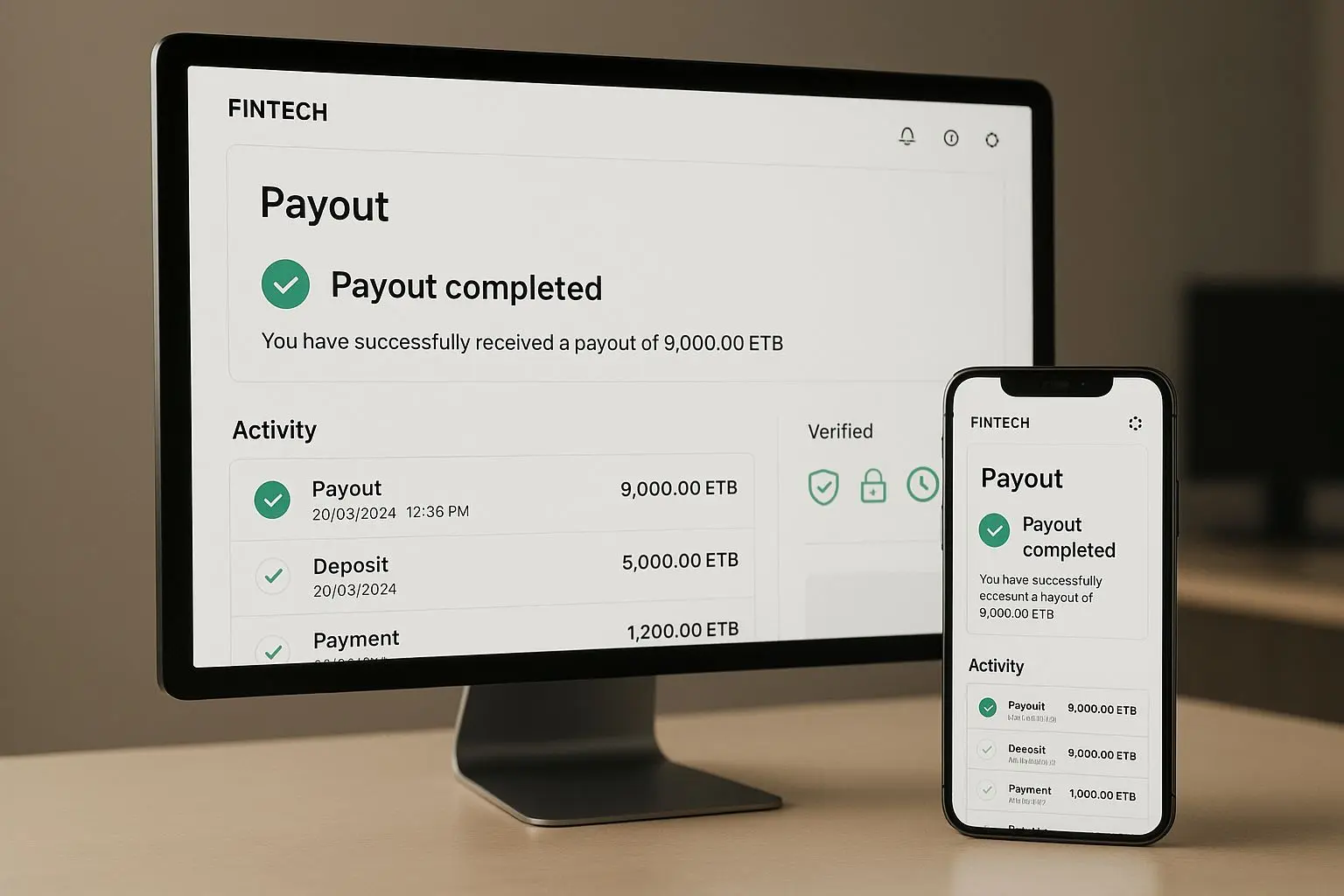 Secure payout process overview Online payout process interface with secure verification and payment confirmation
